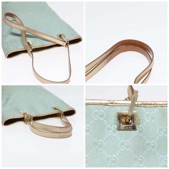 GUCCI GG Canvas Tote Bag Light Blue Gold 002 1099 Auth 90172 - Picture 16 of 16